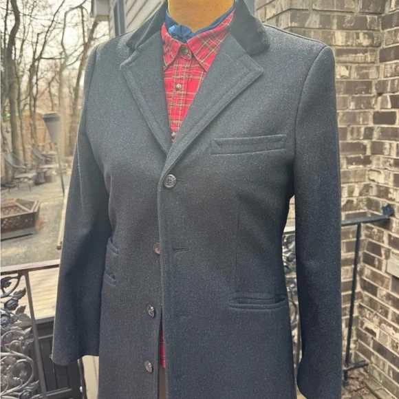 STUNNING vintage Ralph Lauren Rugby Black Long Single-Breasted Tailored Coat - Picture 2 of 16